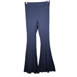Aerie High Waisted Wedgewood Blue Ribbed Flare Fitted Pull On Knit Pants Size S
